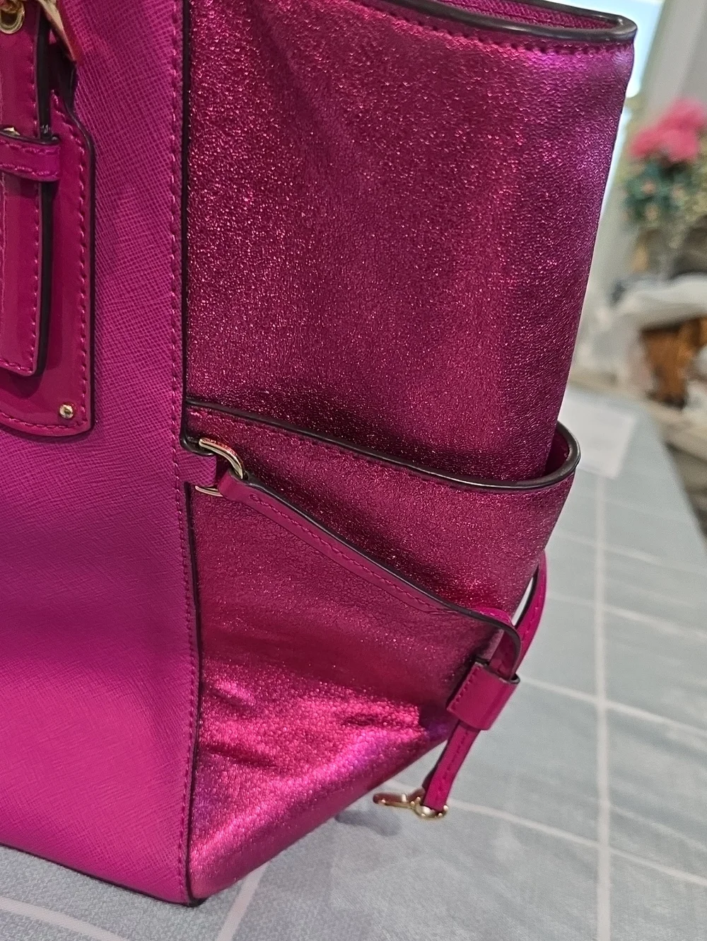 MICHAEL KORS Hot Pink Patent & Leather Tote